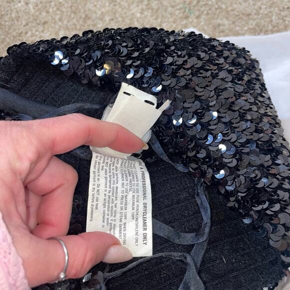 Vintage Rob Hill for Mister Jay sequined top chiffon bottom black/white SZ 7 - Picture 7 of 13